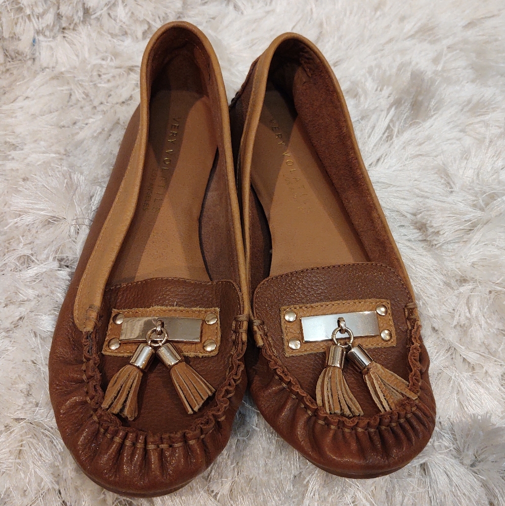 Very Volatile brown leather loafers